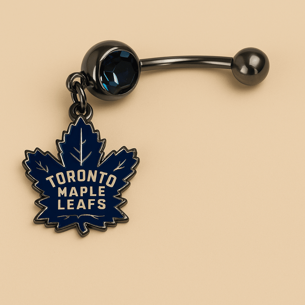 Toronto Maple Leafs silver stainless steel belly rings - COLO