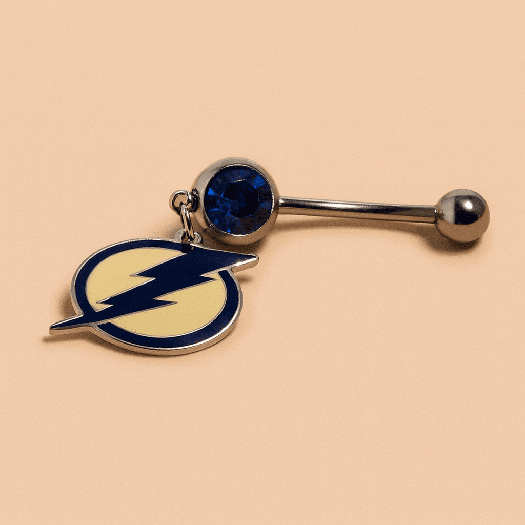 Tampa Bay Lightning silver stainless steel belly rings - COLO