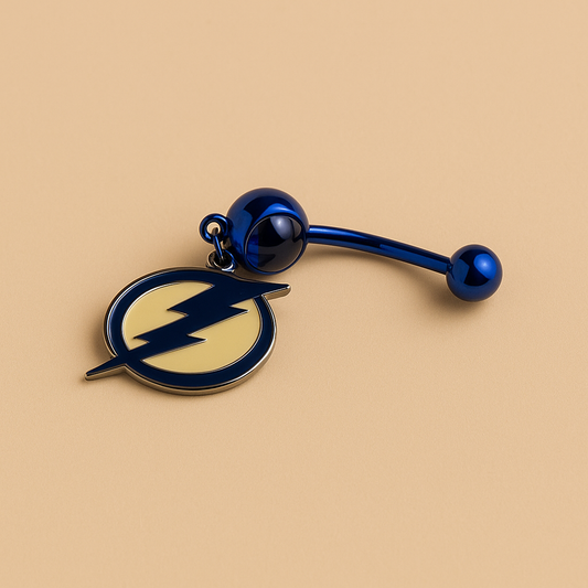 Tampa Bay Lightning blue stainless steel belly rings