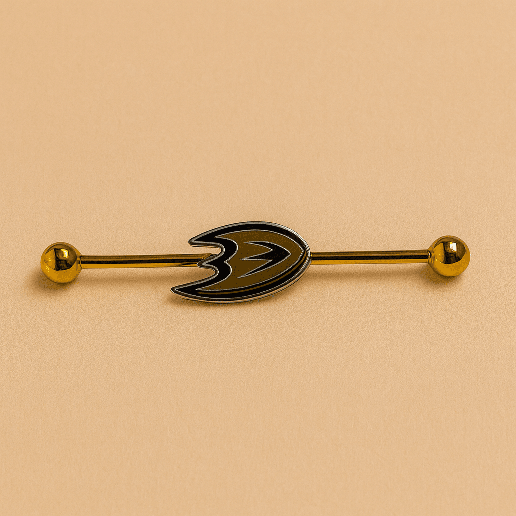 Anaheim Ducks gold stainless steel ear bars - COLO