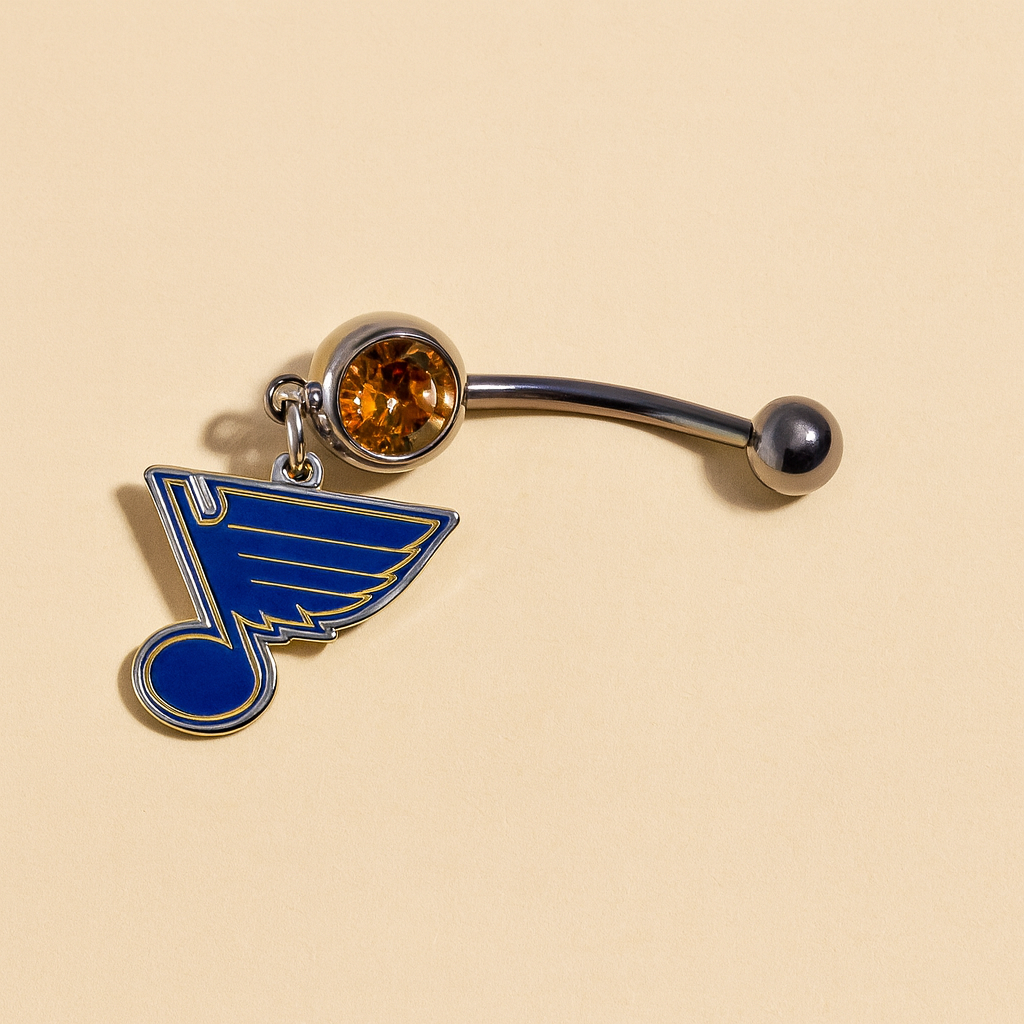 St. Louis Blues silver stainless steel belly rings