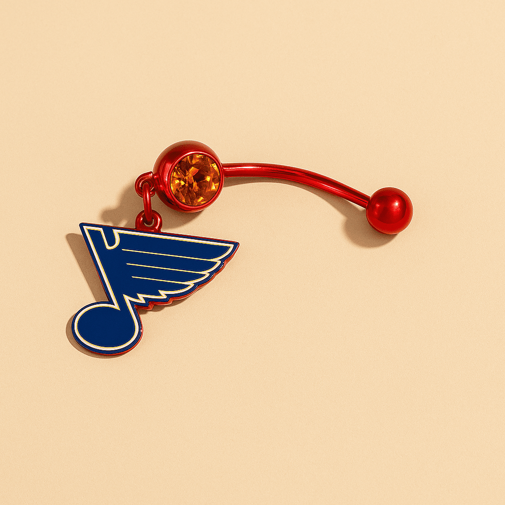 St. Louis Blues red stainless steel belly rings - COLO