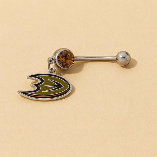 Anaheim Ducks silver stainless steel belly rings