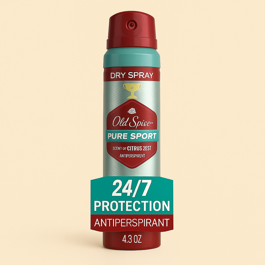 Old Spice Invisible Dry Spray for Men – Pure Sport Plus (4.3 oz)
