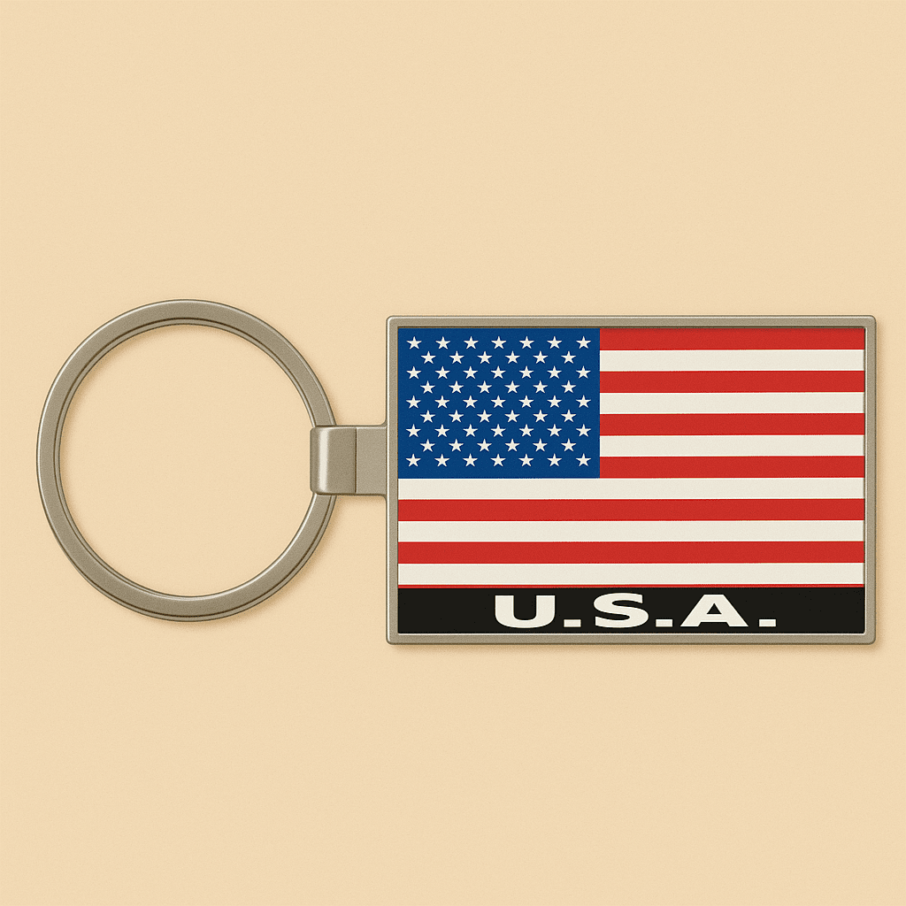 USA Flag Metal Foil Rectangle Keychain - COLO