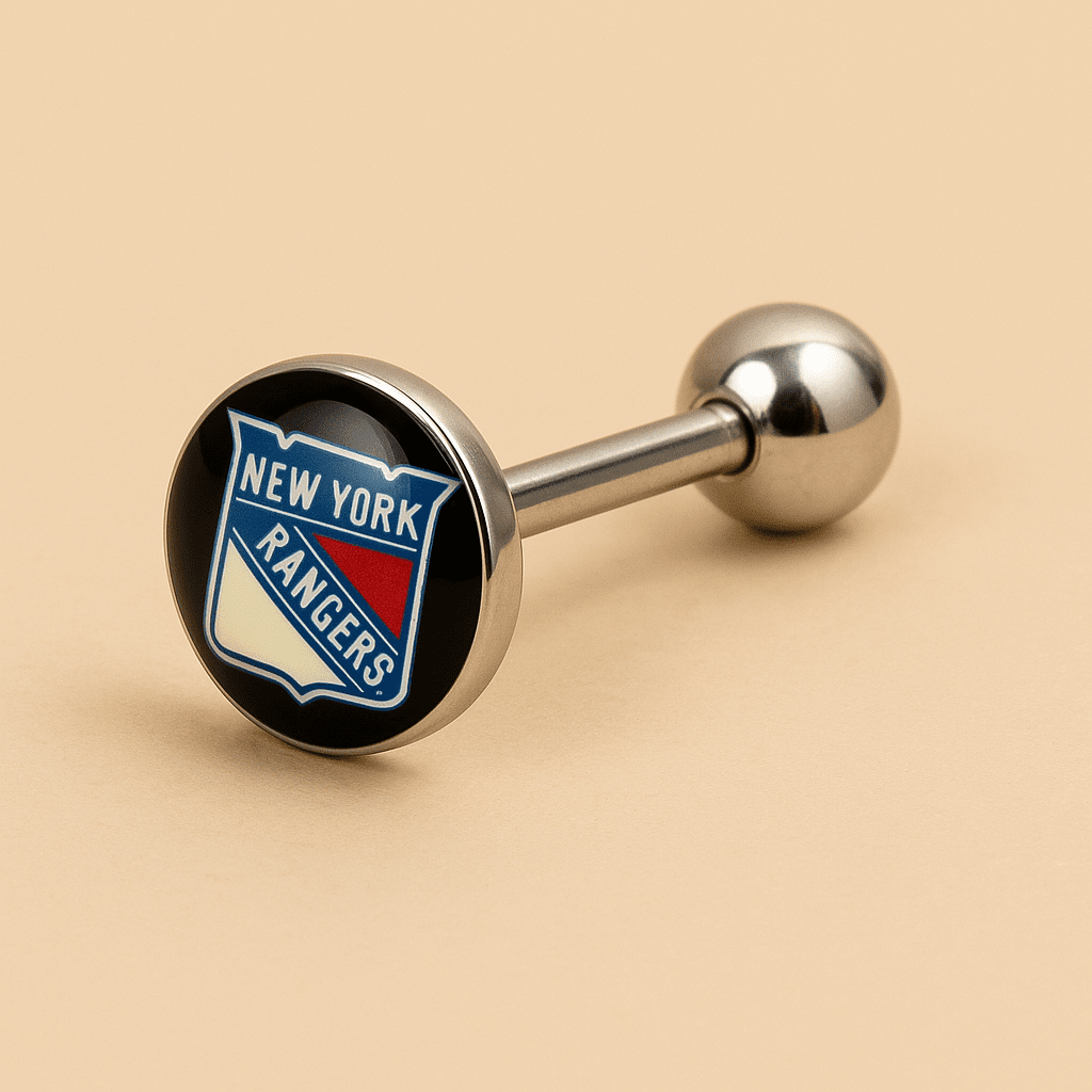 Officially Licensed NHL New York Rangers Logo Tongue Ring - COLO