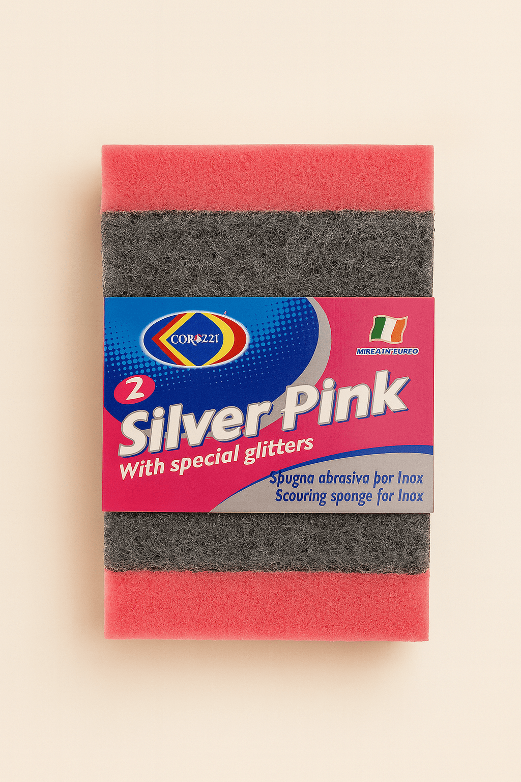 Corazzi Silver Pink Scrubber – Stainless Steel & Kitchen Utensil Cleaner - COLO
