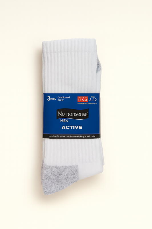 No Nonsense Men's White Active Ankle Socks – 3 Pairs
