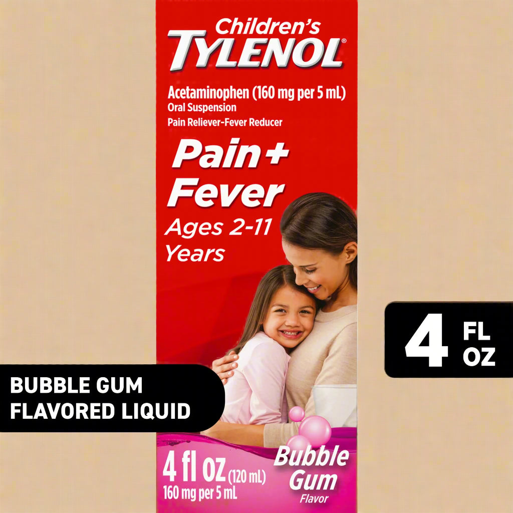 Children's Tylenol Pain + Fever Relief Liquid - Acetaminophen - Bubble Gum - 4 fl oz -  2025/08