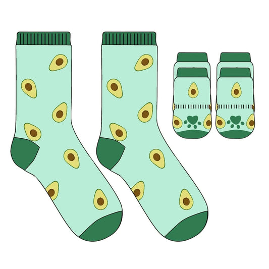 Avocado Pet & Owner Matching Socks – Cute Non-Slip Gripper Set - COLO