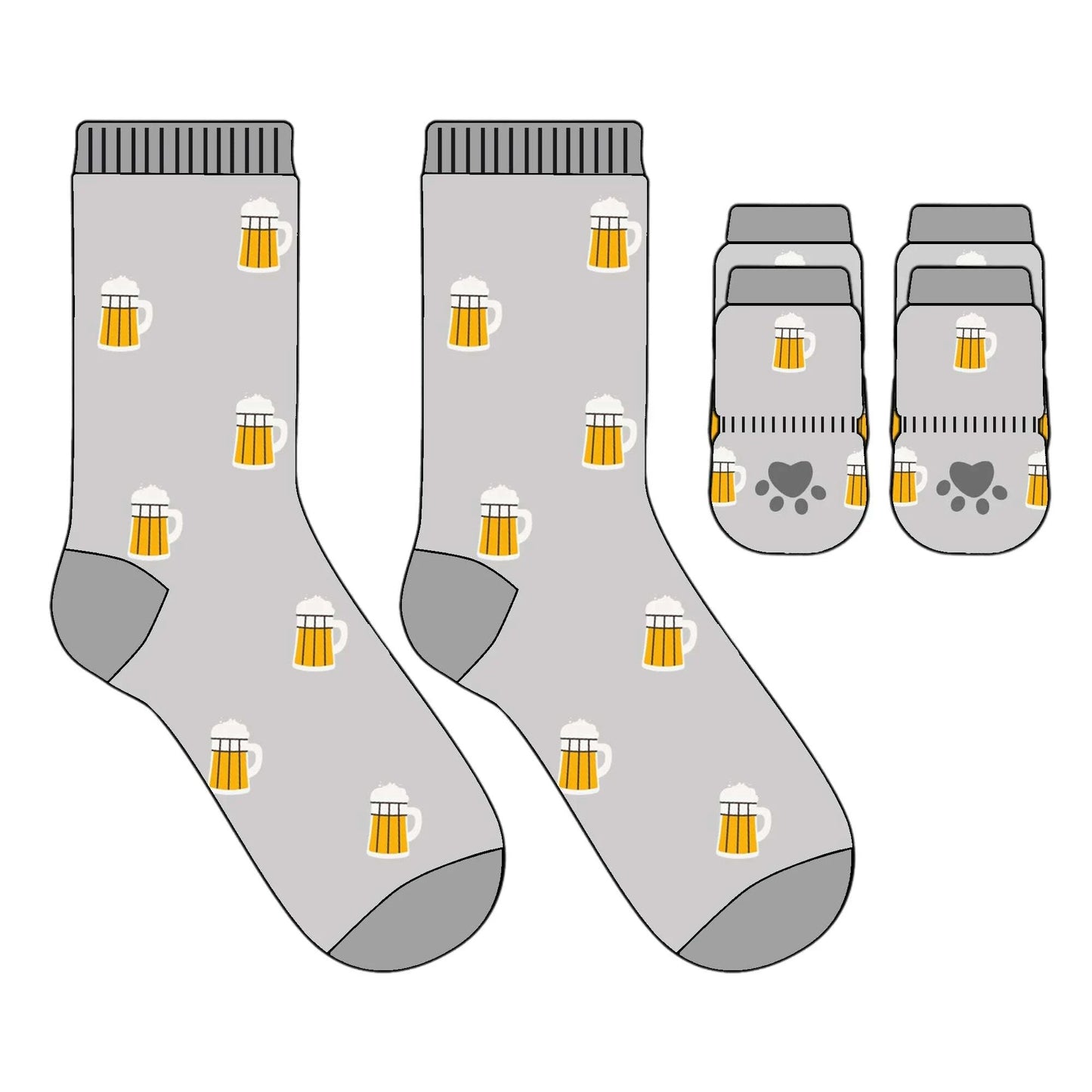 Beer Pet & Owner Matching Socks – Fun Non-Slip Gripper Set for Dog Lovers - COLO