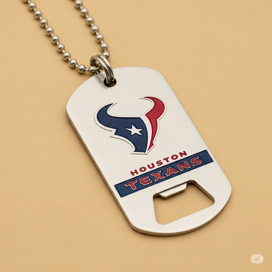 Houston Texans Dog Tag Necklace with bottle opener
