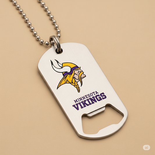 Minnesota Vikings Dog Tag Necklace with bottle opener