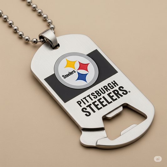 Pittsburgh Steelers Dog Tag Necklace with bottle opener