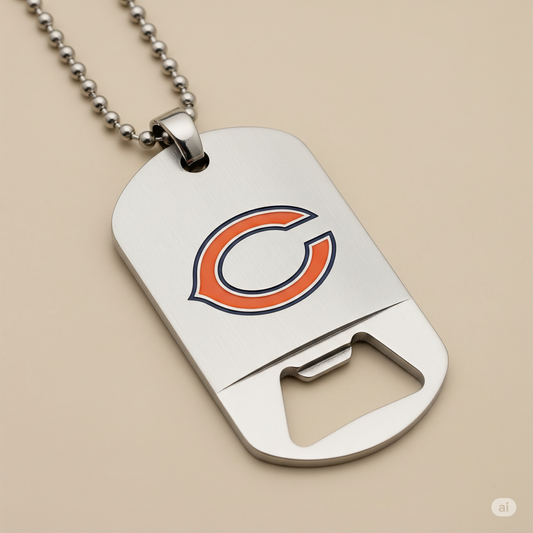 Chicago Bears Dog Tag Necklace with bottle opener