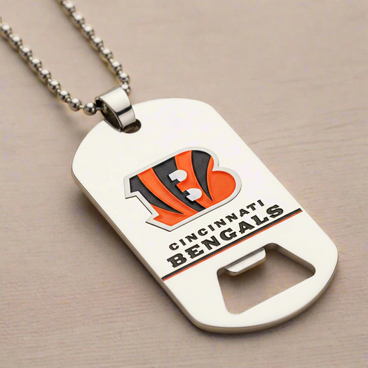 Cincinnati Bengals Dog Tag Necklace with bottle opener