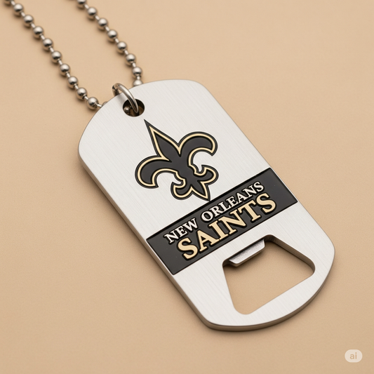 New Orleans Saints Dog Tag Necklace with bottle opener