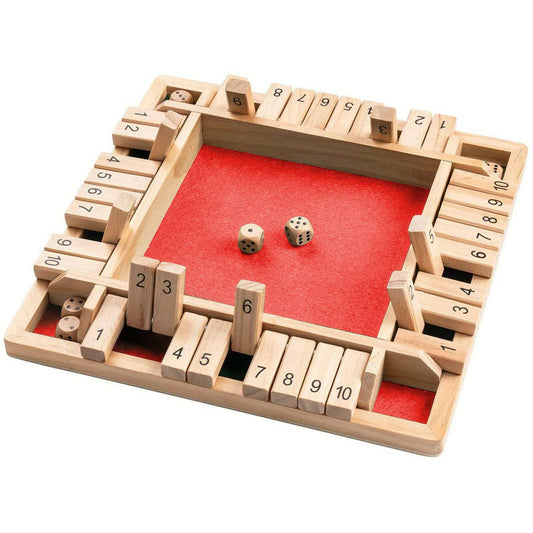 Shut The Box Dice Game,10 Numbers Traditional Wooden Pub Bar Board Family Game Dice - COLO