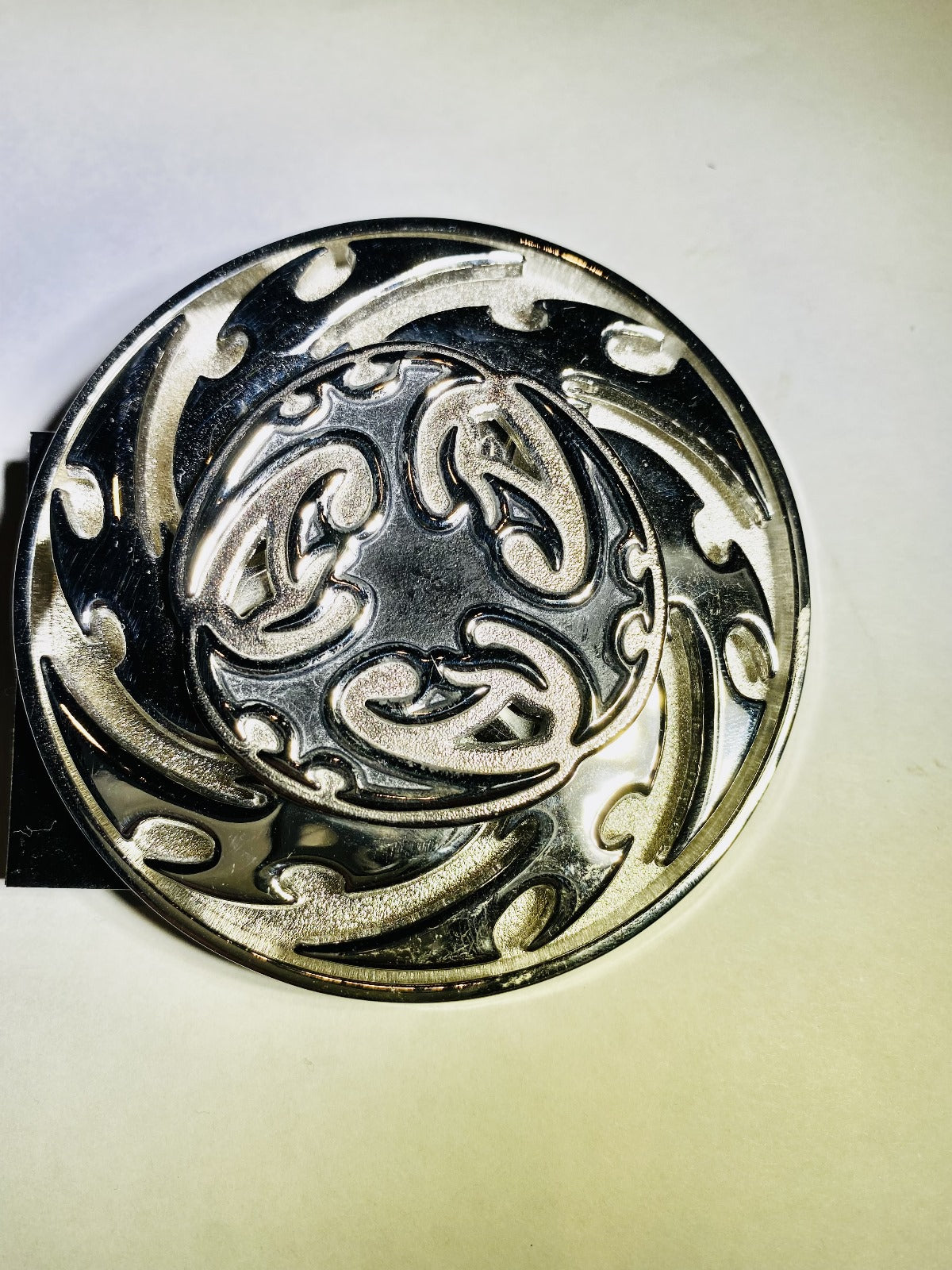 Tribal Swirl Round Belt Buckle