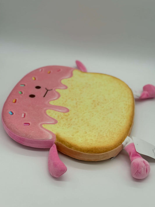 TOAST PILLOW BREAD PINK FROSTED HAPPY FACE Pillow for Sitting Round Throw 14x1.5 - COLO