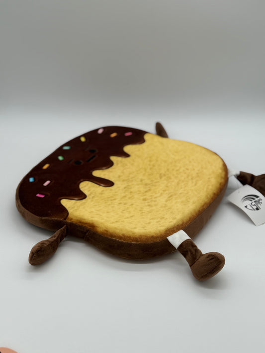 TOAST PILLOW BREAD CHOCOLATE FROSTED HAPPY FACE Pillow for Sitting Round Throw 14x1.5