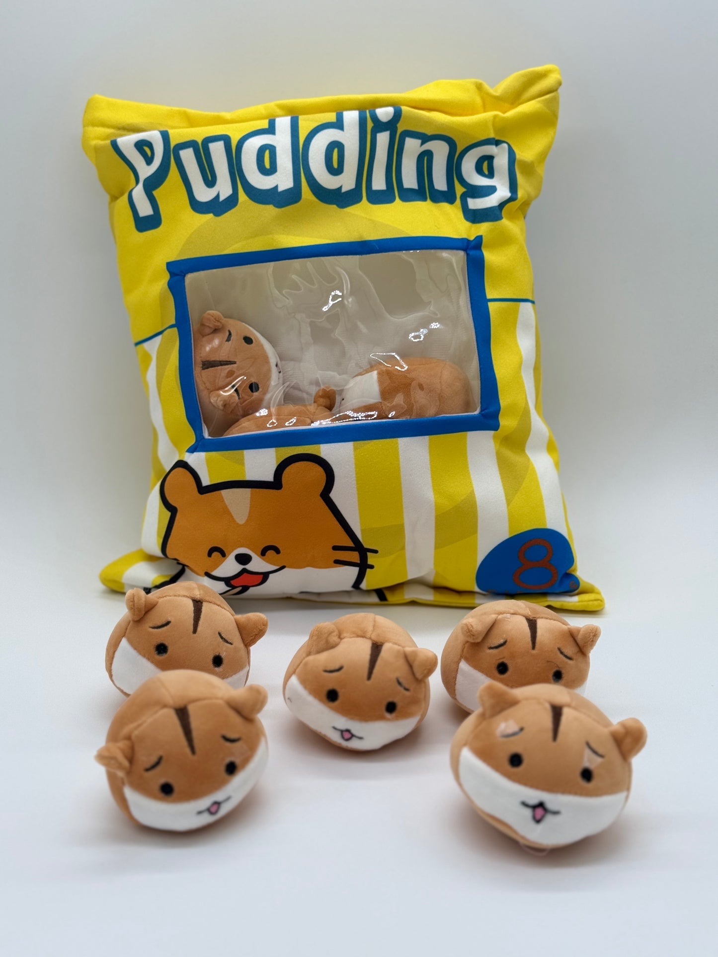 Zippered HAMSTERS Plush Pillow Gift Throw Pillow with 8 Little Hamster Dolls 14 x 18 Inches