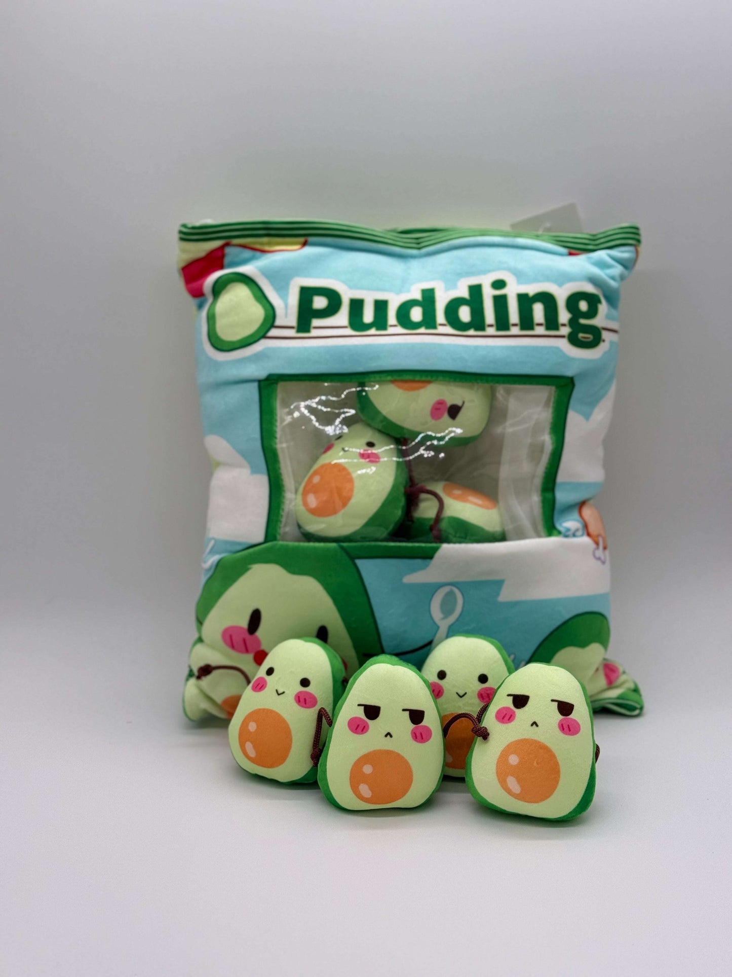 Zippered AVOCADO Plush Pillow Gift Throw Pillow with 8 Little Avocado Dolls 14 x 18 Inches - COLO