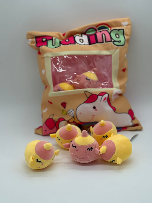 Zippered UNICORN Plush Pillow Gift Throw Pillow with 8 Little Unicorn Dolls 14 x 18 Inches