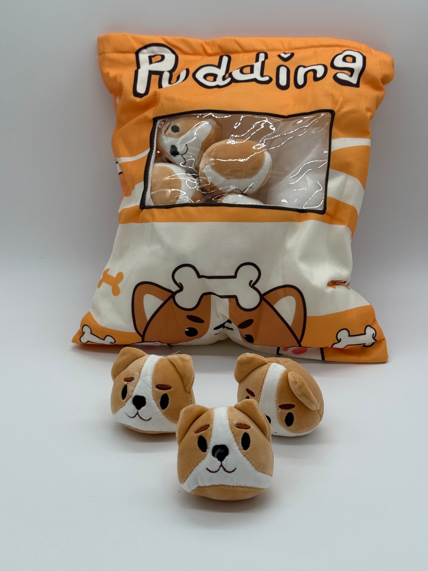 Zippered PUPPY Plush Pillow Gift Throw Pillow with 8 Little Puppy Dolls 14 x 18 Inches