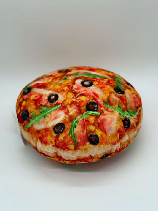 Funny Pizza Pillow 3D Food Pillows 15.8" Bacon Pizza Round Throw Cushion - COLO