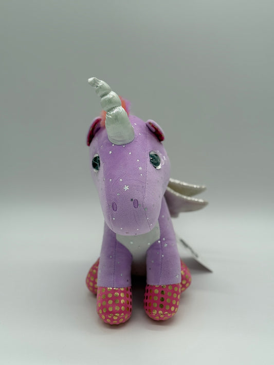 Plush Purple Unicorn – Soft Huggable Stuffed Animal with Sparkle Eyes 16" x 11"