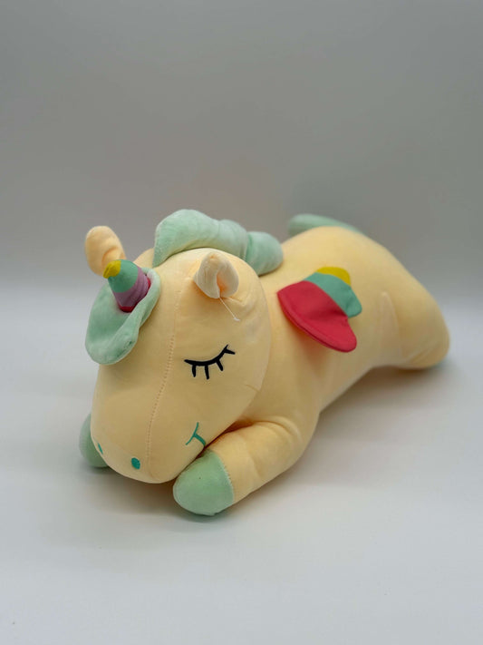 Large Yellow Unicorn Plush – Soft Huggable Stuffed Animal with Wings 18" x 14" - COLO