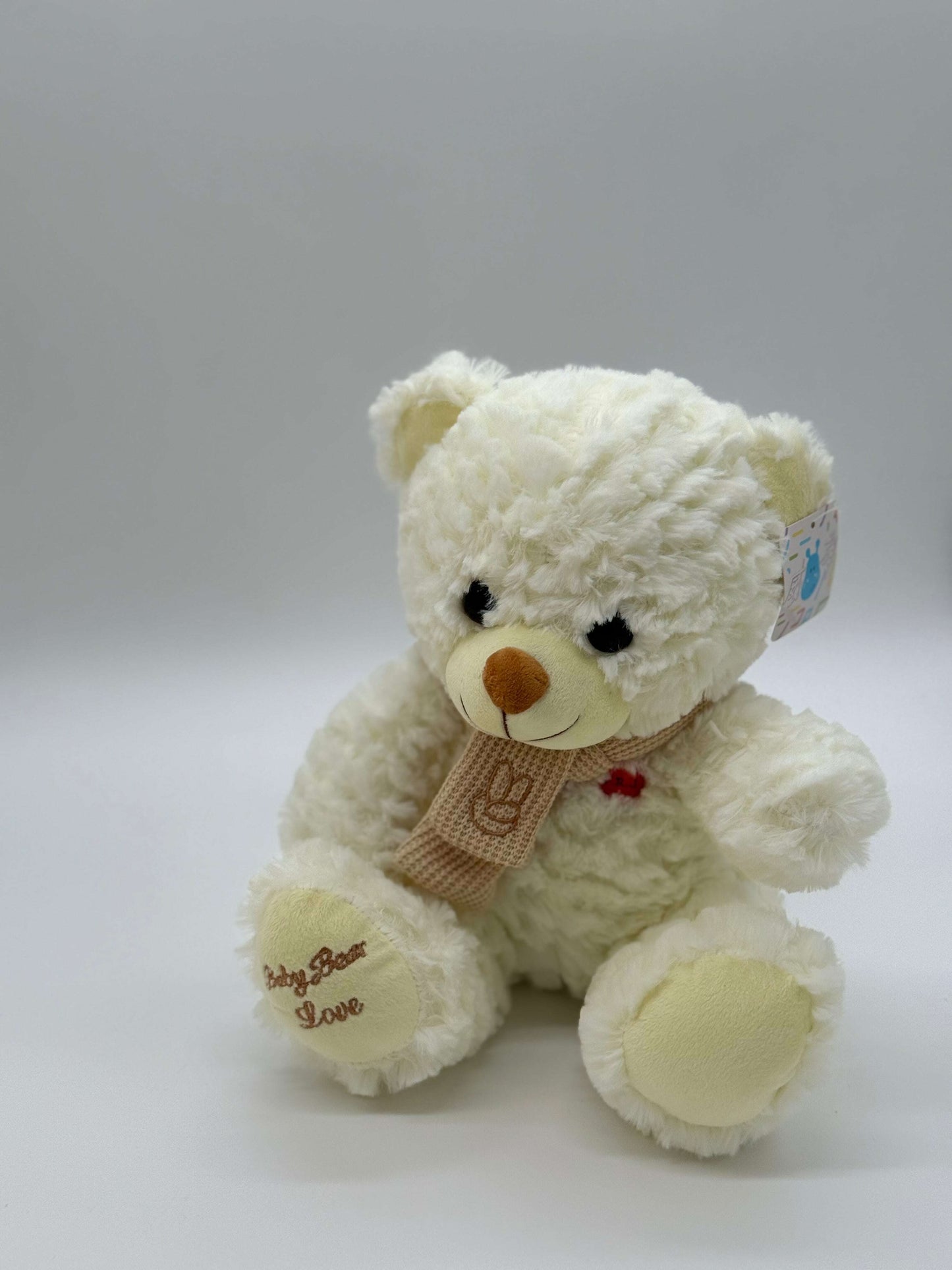 White Teddy Bear Stuffed Animal – Medium 10"–12" Soft Plush Toy with Bow - COLO