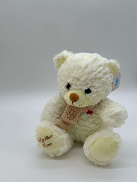 White Teddy Bear Stuffed Animal – Medium 10"–12" Soft Plush Toy with Bow - COLO