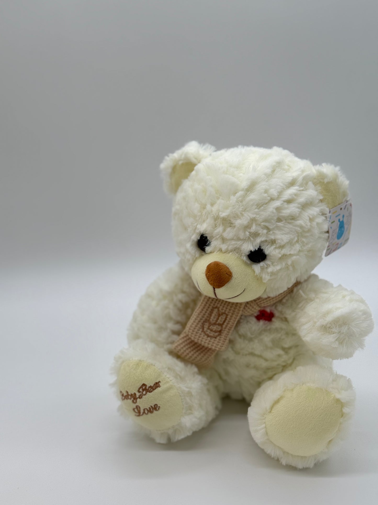 White Teddy Bear Stuffed Animal – Medium 10"–12" Soft Plush Toy with Bow