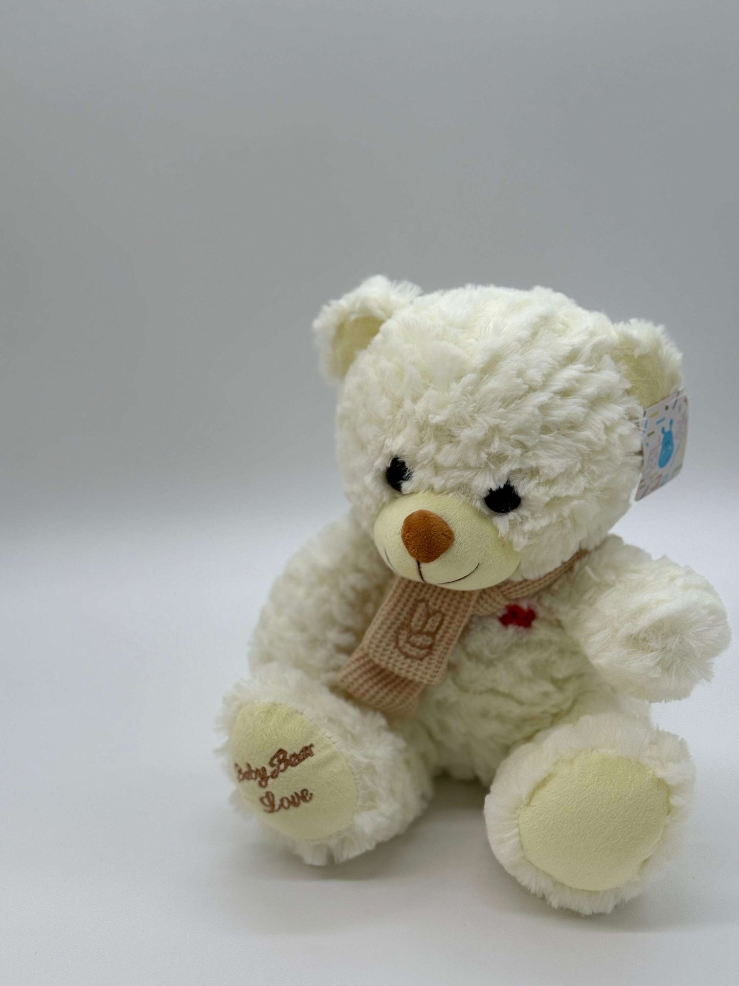 White Teddy Bear Stuffed Animal – Medium 10"–12" Soft Plush Toy with Bow - COLO