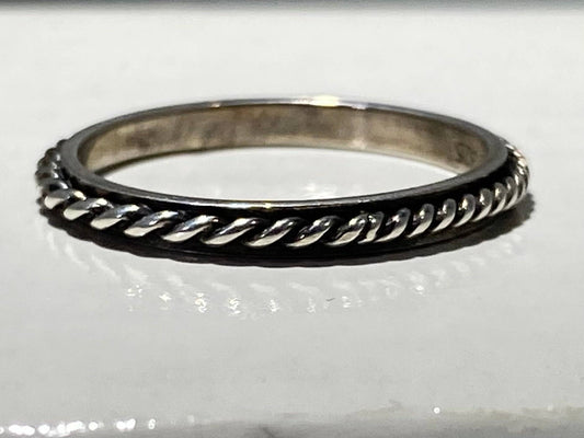 STAINLESS STEEL silver plated ANTIQUE ROPEBAND RING