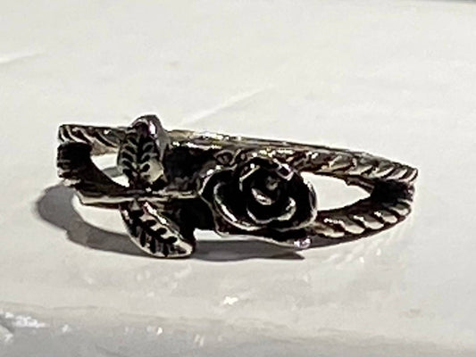 STAINLESS STEEL ANTIQUE ROSE FLOWER RING