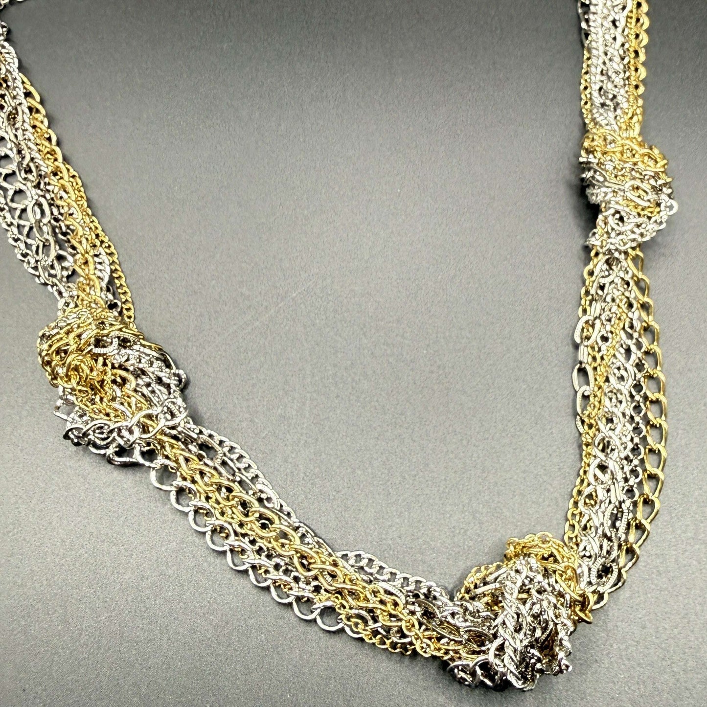 Multi-Strand Silver & Gold Layered Necklace - COLO