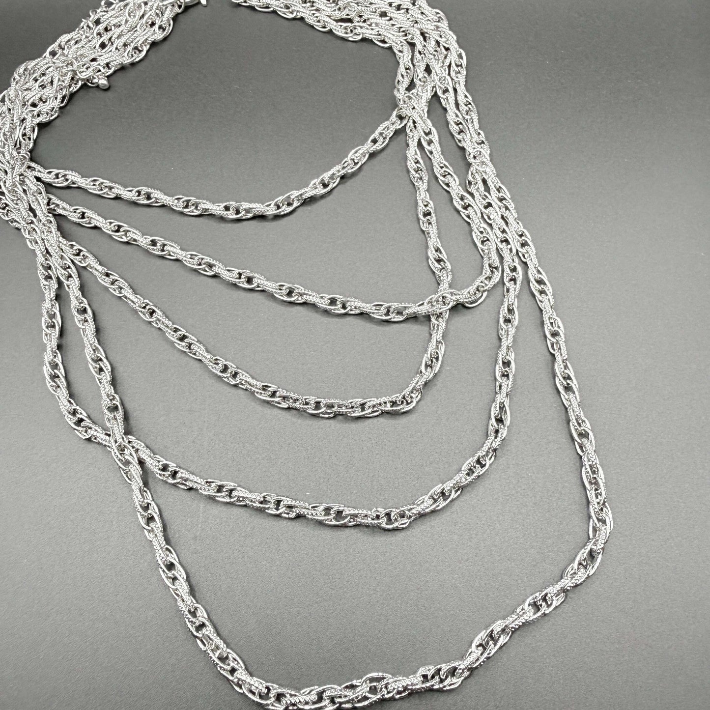 Silver Multi-Strand Draped Collar Necklace - COLO