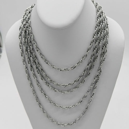 Silver Multi-Strand Draped Collar Necklace - COLO