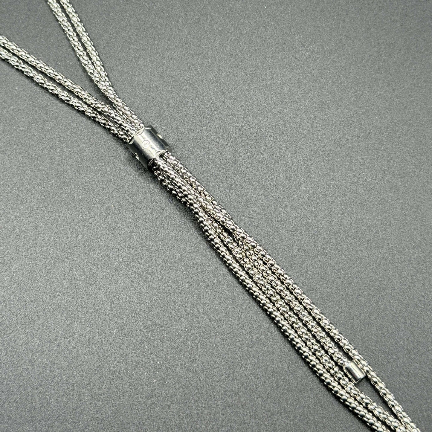 Silver Popcorn Tassel Lariat Necklace - COLO