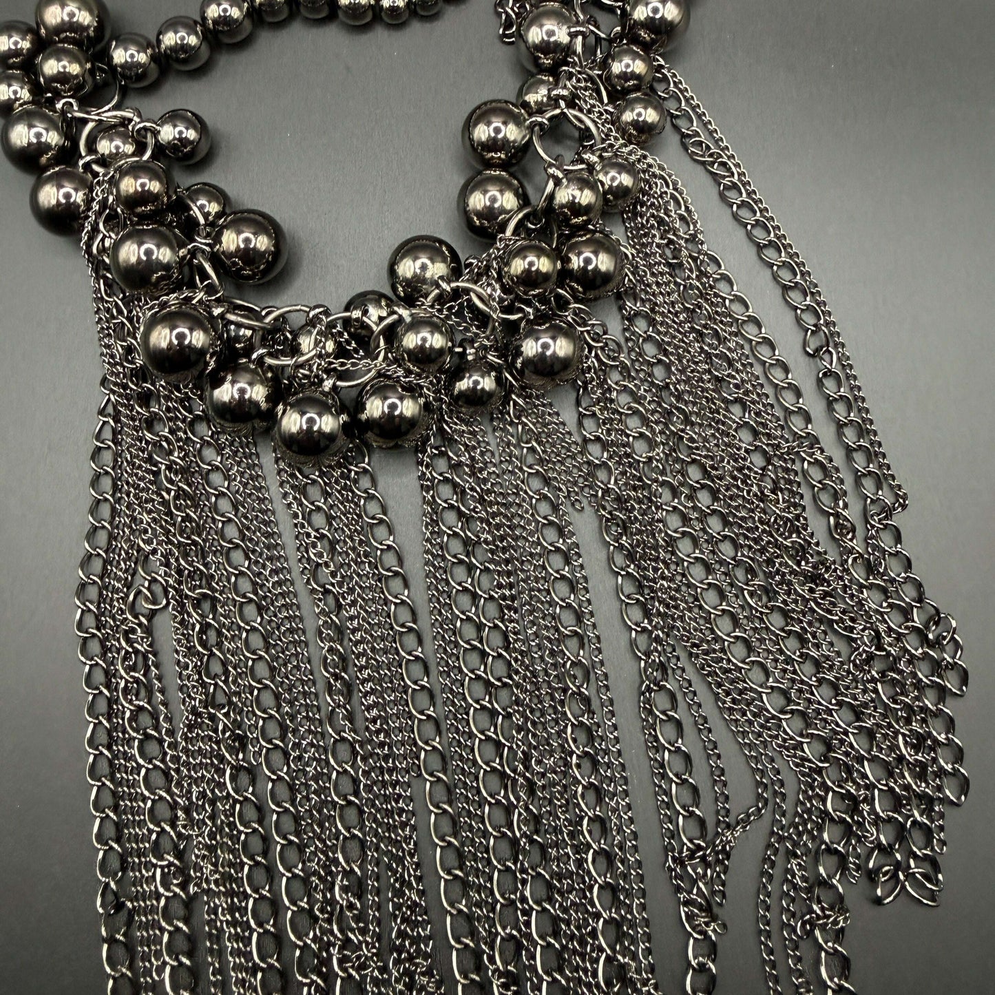 Gunmetal Clustered Bead Collar Necklace - COLO