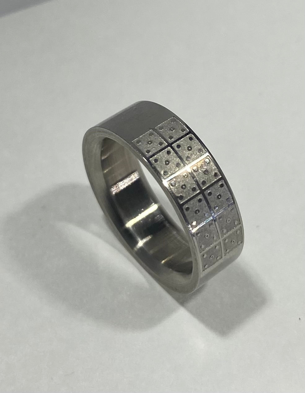 Madison Collections Stainless Steel Engraved Dice 5 Pattern Band Ring