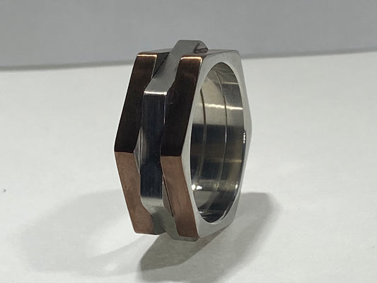 Madison Collections Two-Tone Copper Lug Washer & Silver-Plated Stainless Steel Ring