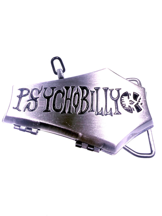3D Coffin Stash Box "Psychobilly" Hinged Belt Buckle