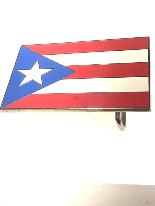 Puerto Rican Flag Enamel Rectangular Belt Buckle