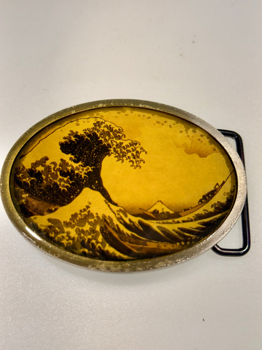 The Great Wave off Kanagawa Vintage Inlay Belt Buckle