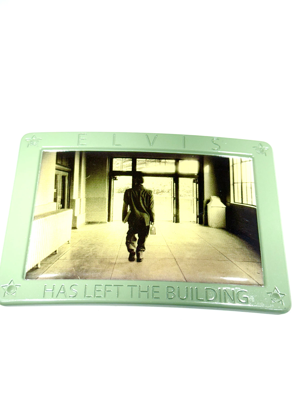 "Elvis Has Left The Building" Vintage Photo Enamel Belt Buckle