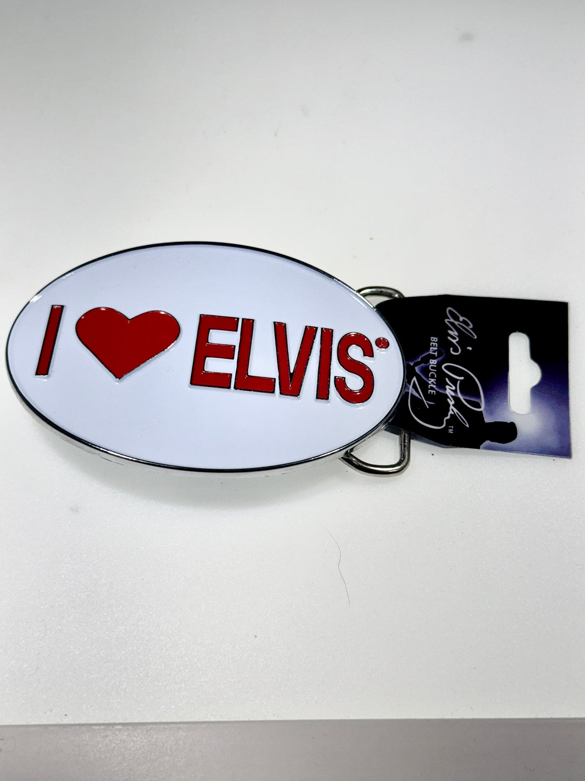 "I ❤ ELVIS" Oval Enamel Belt Buckle
